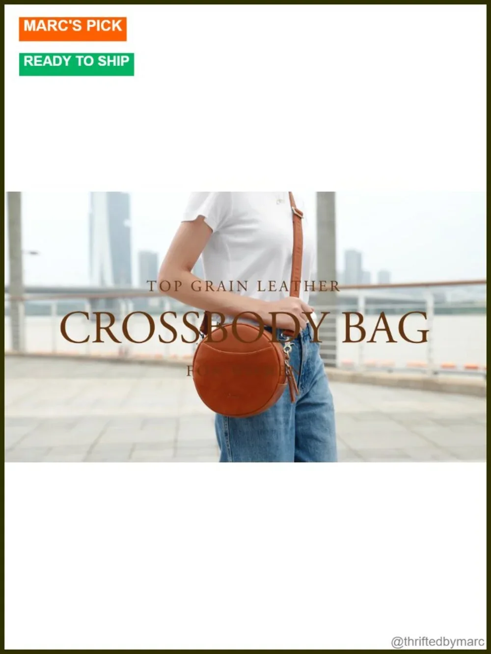 Leather Crossbody Bag Circle Shoulder Round Purse Travel